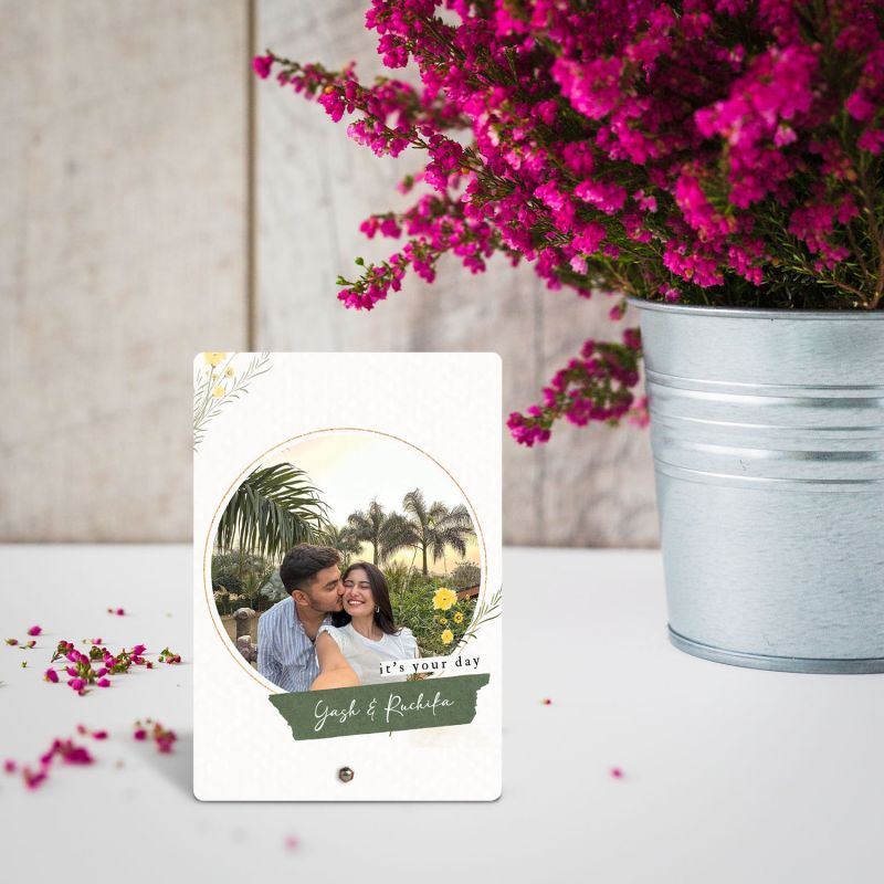 Personalized Couple Photo Frame Stand | Bedside Desk Tabletop Customized Gift for Couple Special, Birthday, Wedding, Engagement Anniversary Gift for Wife & Husband